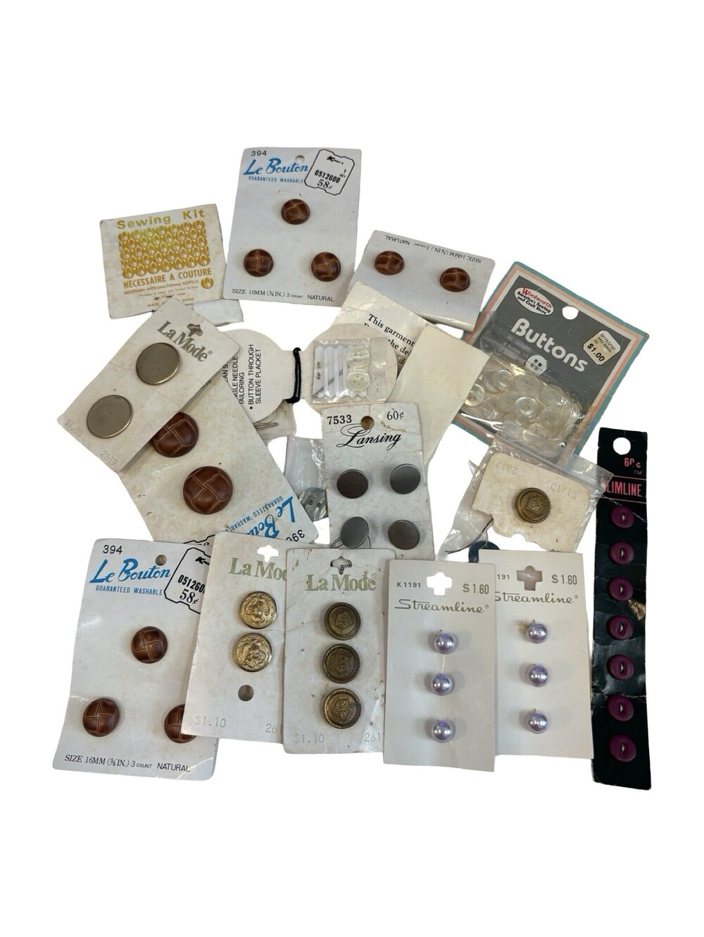 Vintage button lot on cards La Mode Etc